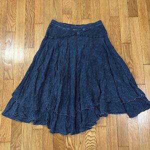 Hard Tail skirt asymmetrical distressed denim look layered ruffle XS